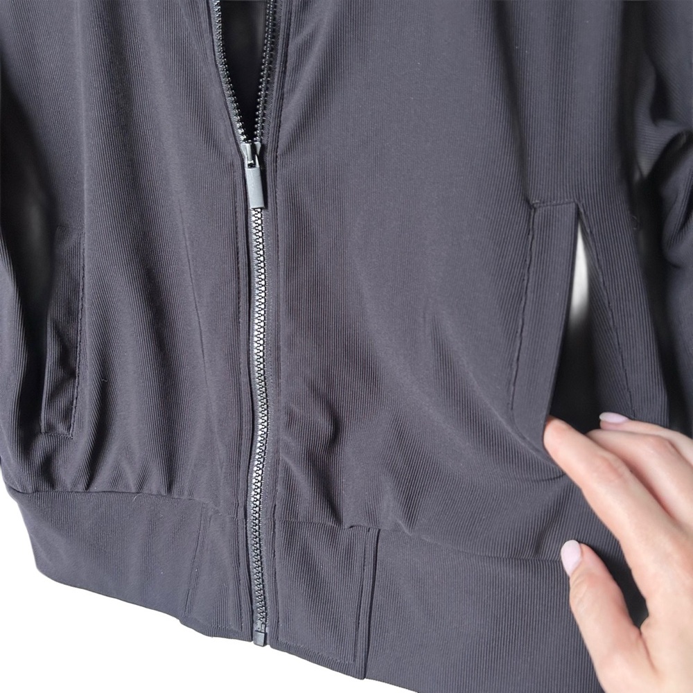 🖤 MOVE THEOLOGY Black Zip-Up Bomber Jacket L SportyVibes - Picture 5 of 10